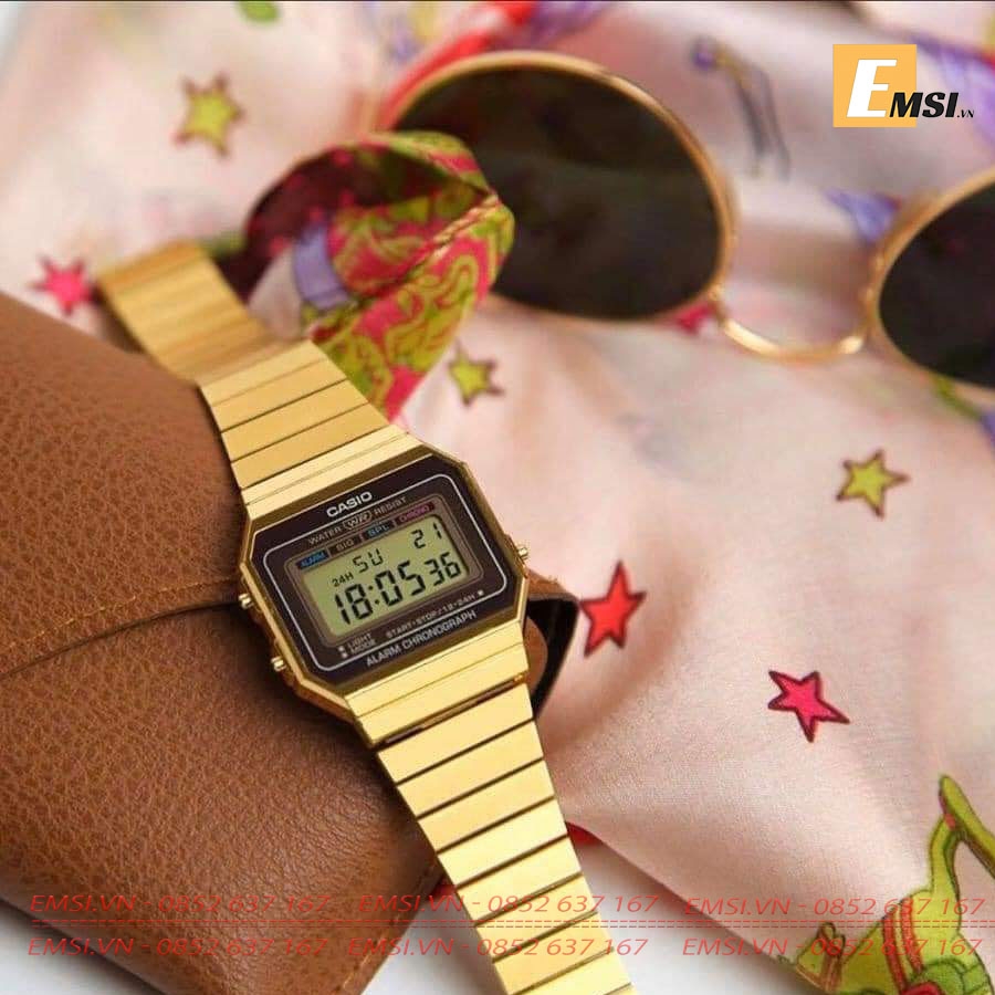 Casio A700WG-9ADF - Đồng Hồ Unisex - Điện Tử - Kính Khoáng - Size Mặt 35.5mm EMSI.VN