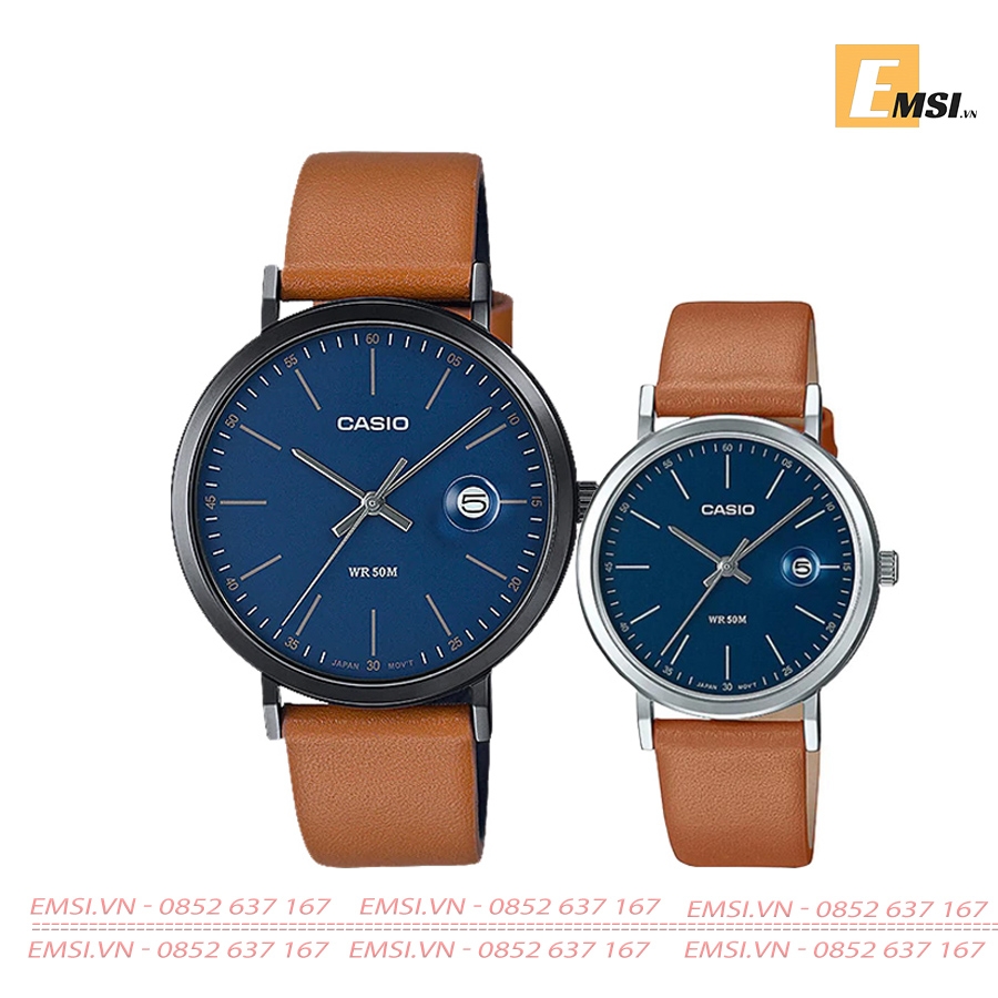 Đồng Hồ Casio Cặp Đôi MTP-E175BL-2EVDF & LTP-E175L-2EVDF Size nữ 32mm, Size nam 38mm EMSI.VN