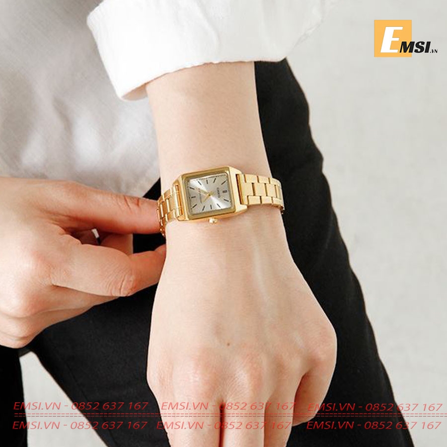 Đồng Hồ Cặp Đôi Casio MTP-V007G-9E và LTP-V007G-9E Dây Kim Loại Mạ Vàng, Size mặt Nam 29mm & 22mm EMSI.VN