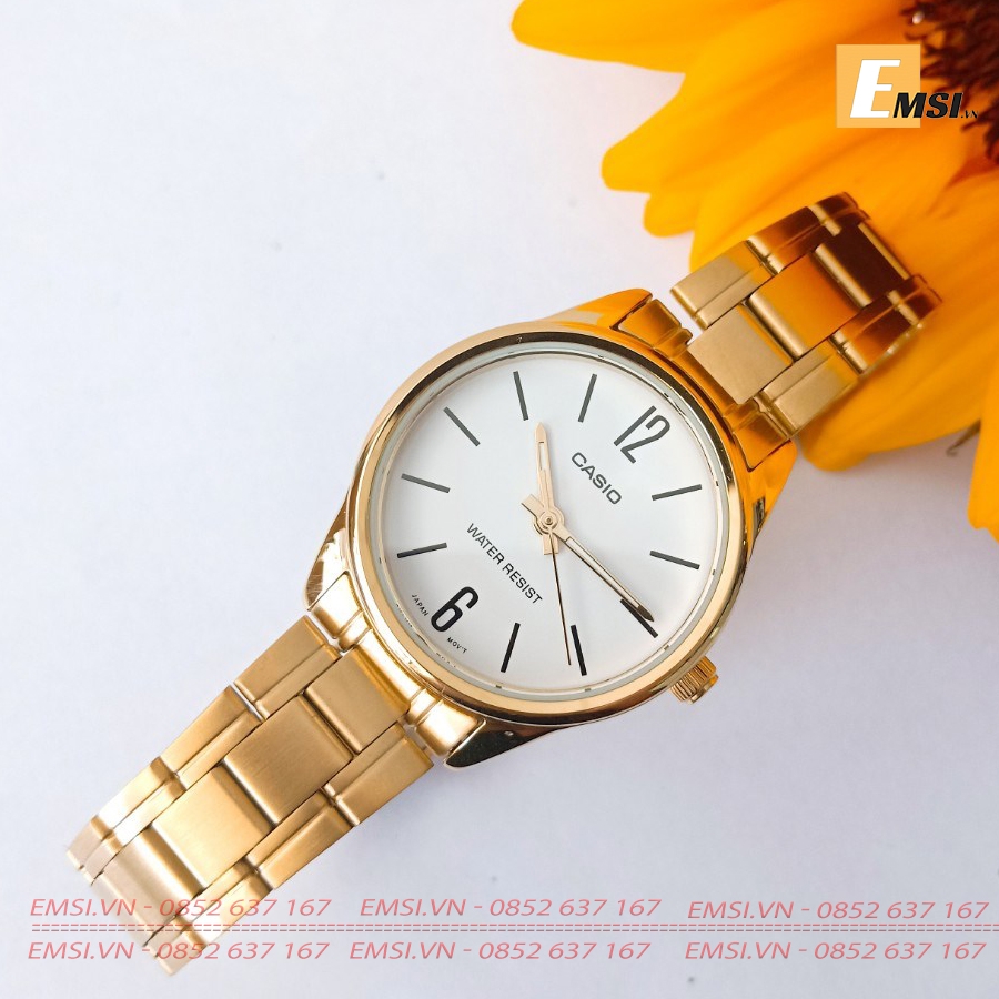 Đồng Hồ Casio Cặp Đôi MTP-V005G-7BUDF & LTP-V005G-7BUDF Dây Kim Loại Mạ Vàng - Chống Nước EMSI.VN
