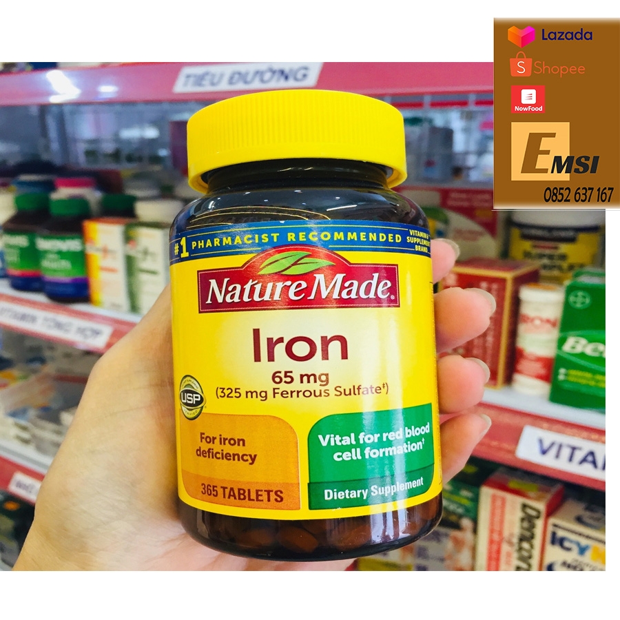 Nature Made Viên Uống Bổ Sung Sắt 65mg Iron 365 Viên