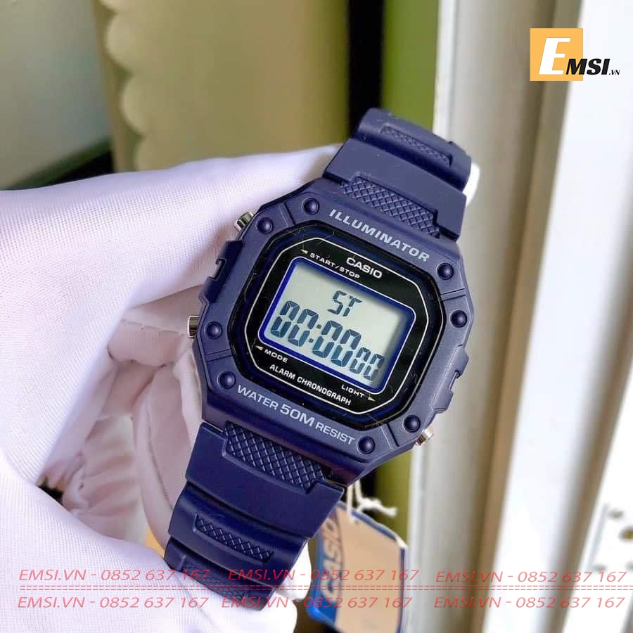 Đồng Hồ Casio Cặp Đôi W-218H-2AVDF & LA-20WH-2ADF Size mặt 43,2mm & 30,4mm EMSI.VN