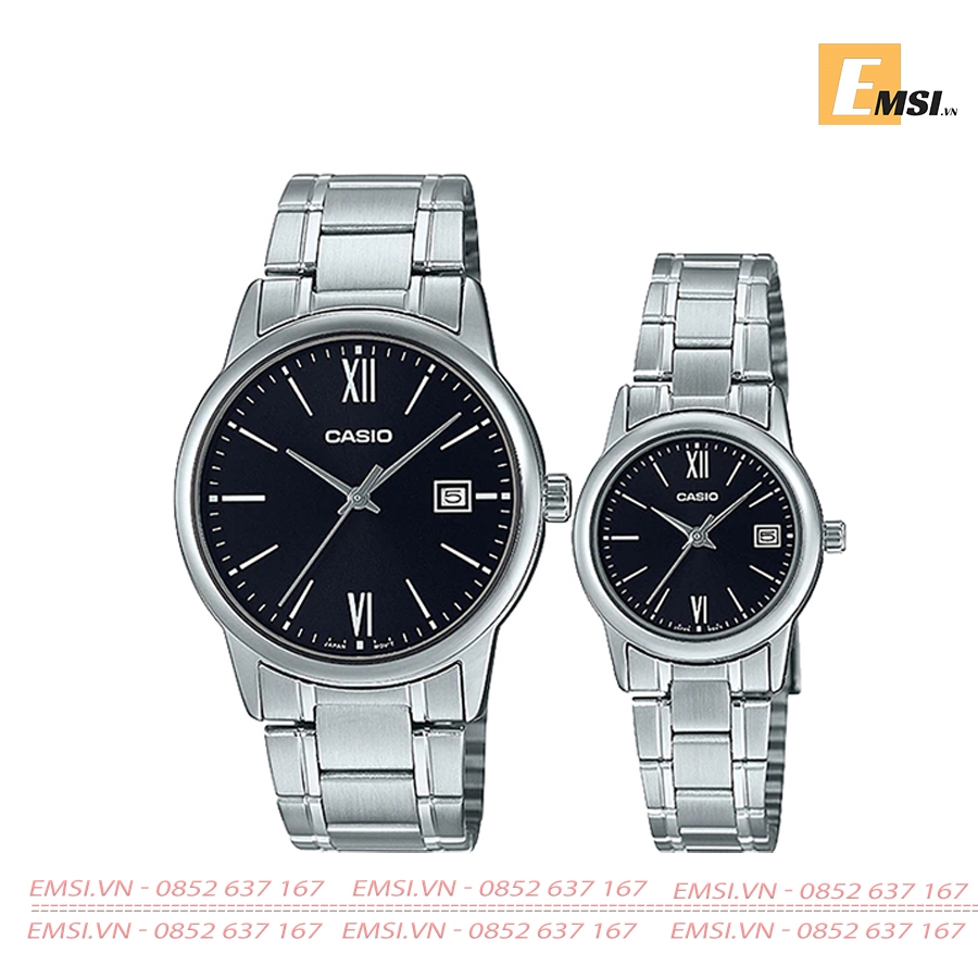 Đồng Hồ Casio Cặp Đôi MTP-V002D-1B3 & LTP-V002D-1B3 nam size 37mm, đồng hồ Casio nữ size 25mm EMSI.VN