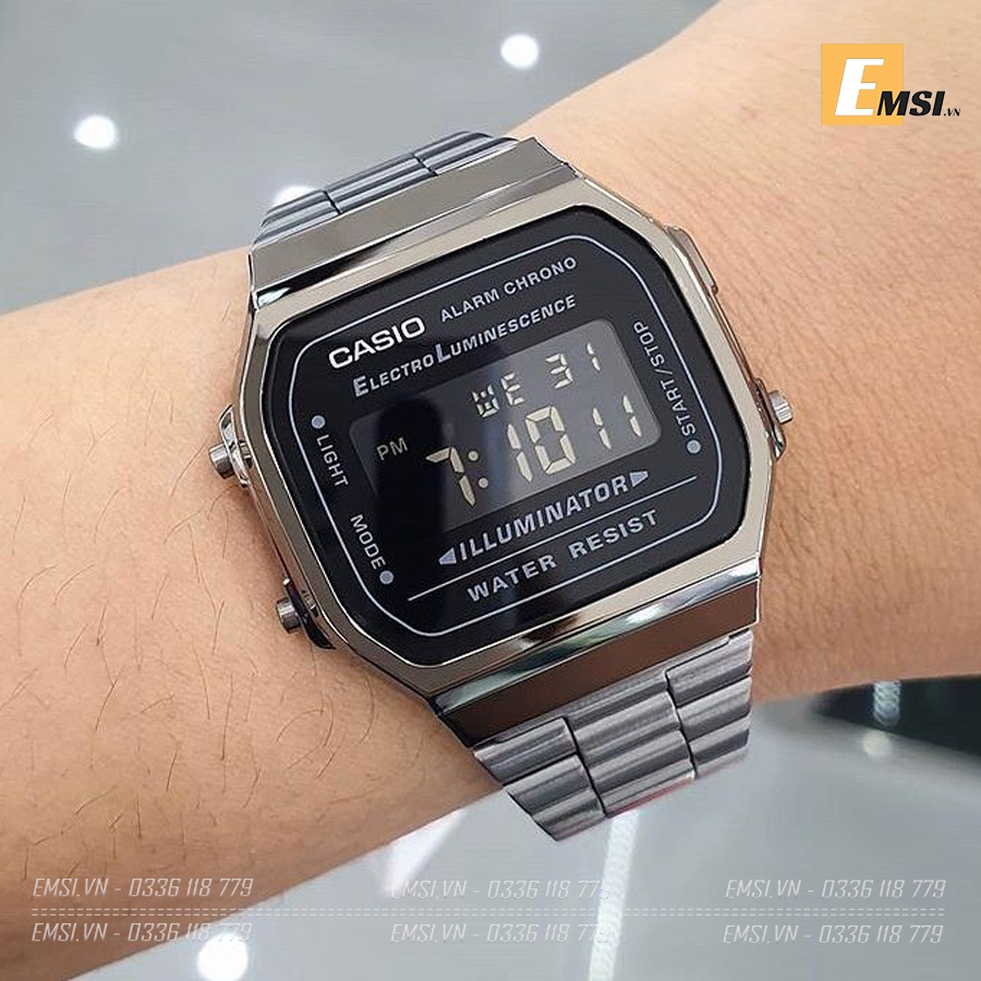 Casio A168WGG-1BDF - Đồng Hồ Nam - Điện Tử - Kính Nhựa - Size Mặt 36.5mm - Bảo Hành 5 Năm - Chính Hãng