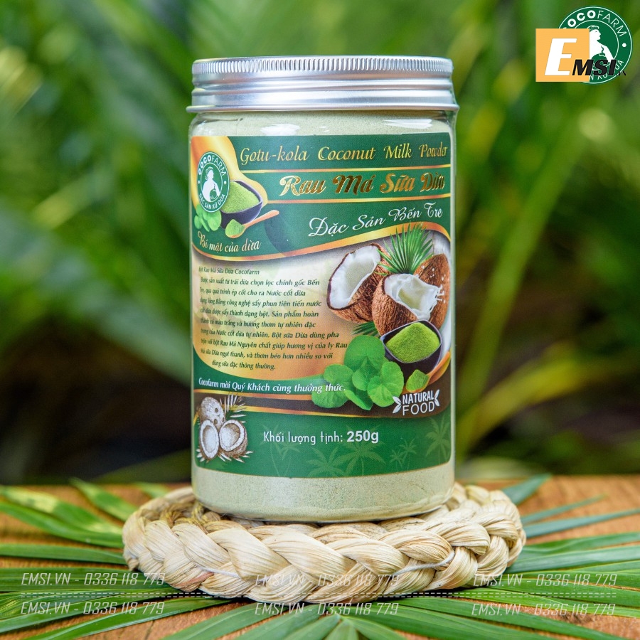 Đặc sản: Bột rau má sữa dừa có đường hủ 250gr