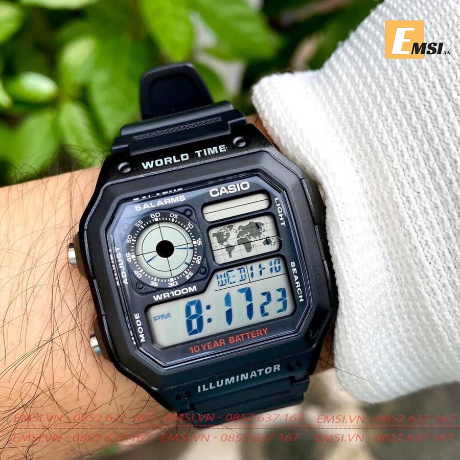 Casio AE-1200WH-1AVDF - Kính nhựa - Đồng hồ nam - Điện tử - Size mặt 42mm - Bảo Hành 5 Năm - Chính Hãng - Emsi.vn