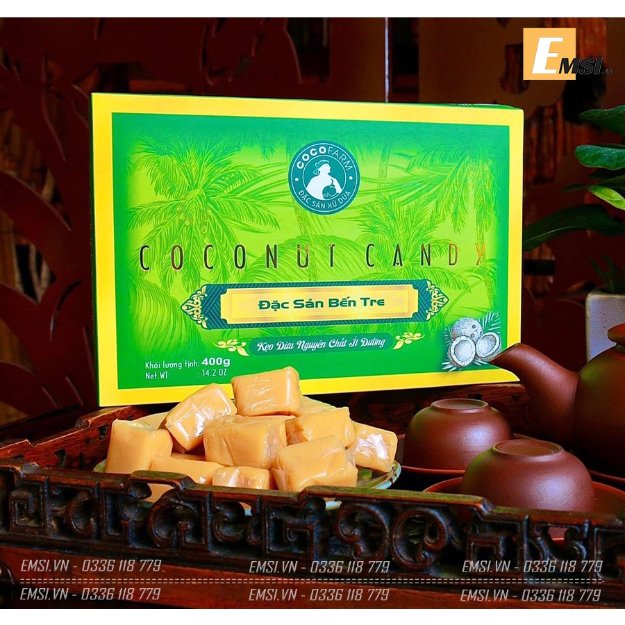 Đặc sản: Kẹo dừa nguyên chất với 4 hương vị ít đường hộp 400gr