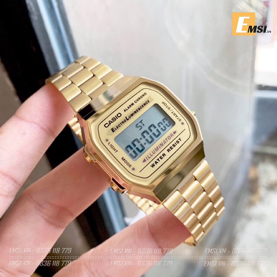 Đồng hồ Casio Nam A168WG-9WDF - 36mm Unisex - Kính Nhựa - Emsi.vn