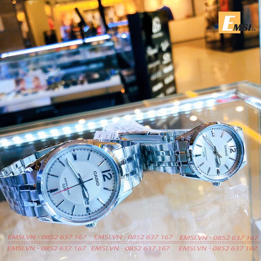Đồng Hồ Casio Cặp Đôi MTP-1335D-7AVDF & LTP-1335D-7AVDF Dây Kim Loại, Size mặt Nam 41,5mm & Nữ 30mm EMSI.VN