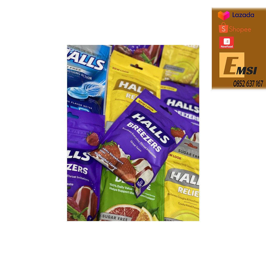Kẹo Ngậm Trị Ho Halls Sugar Free 70 Viên Của Mỹ