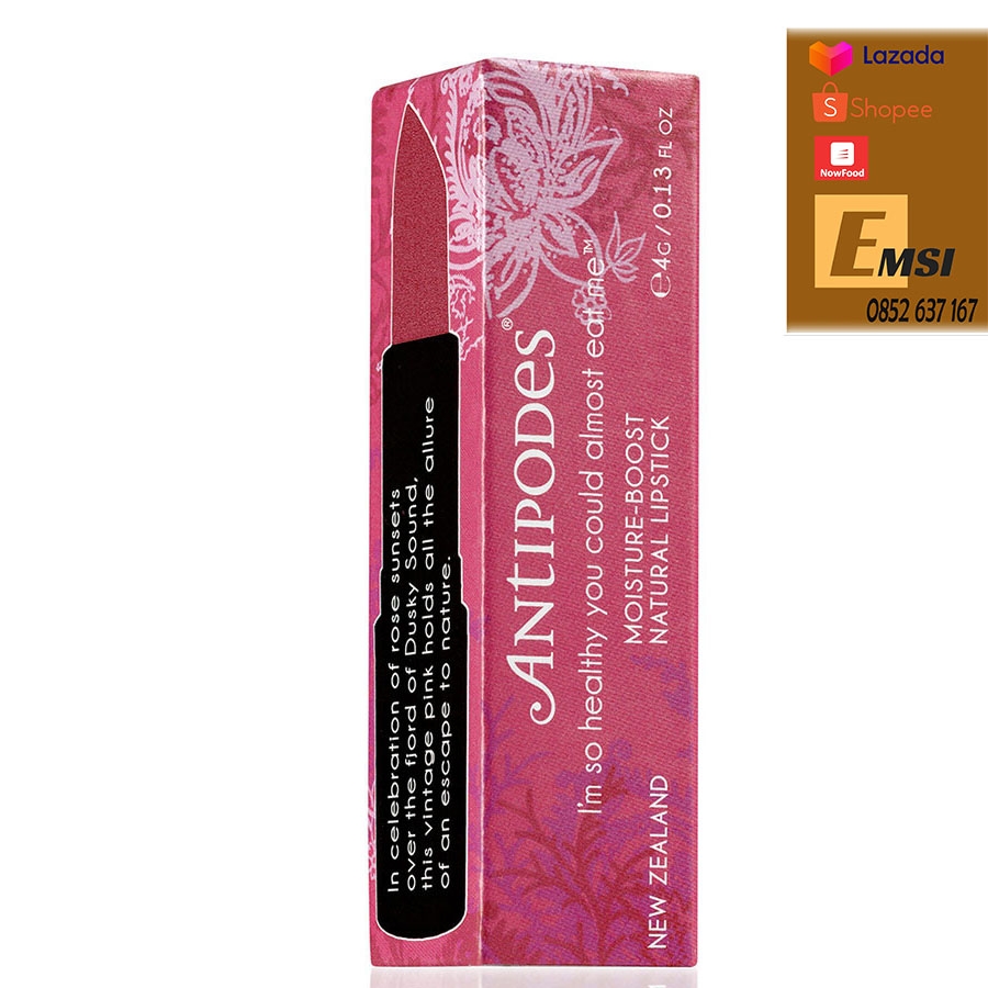 Antipodes Son Môi Thiên Nhiên Màu #9 Hồng Tươi Antipodes Lipstick Dragon Fruit Pink 332 4g