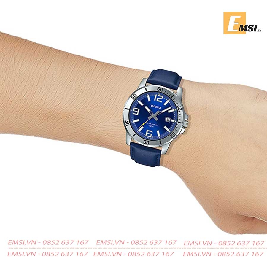 Casio MTP-VD01L-2B - Đồng hồ nam - Pin / Quartz - Size mặt 45mm - Kính khoáng EMSI.VN