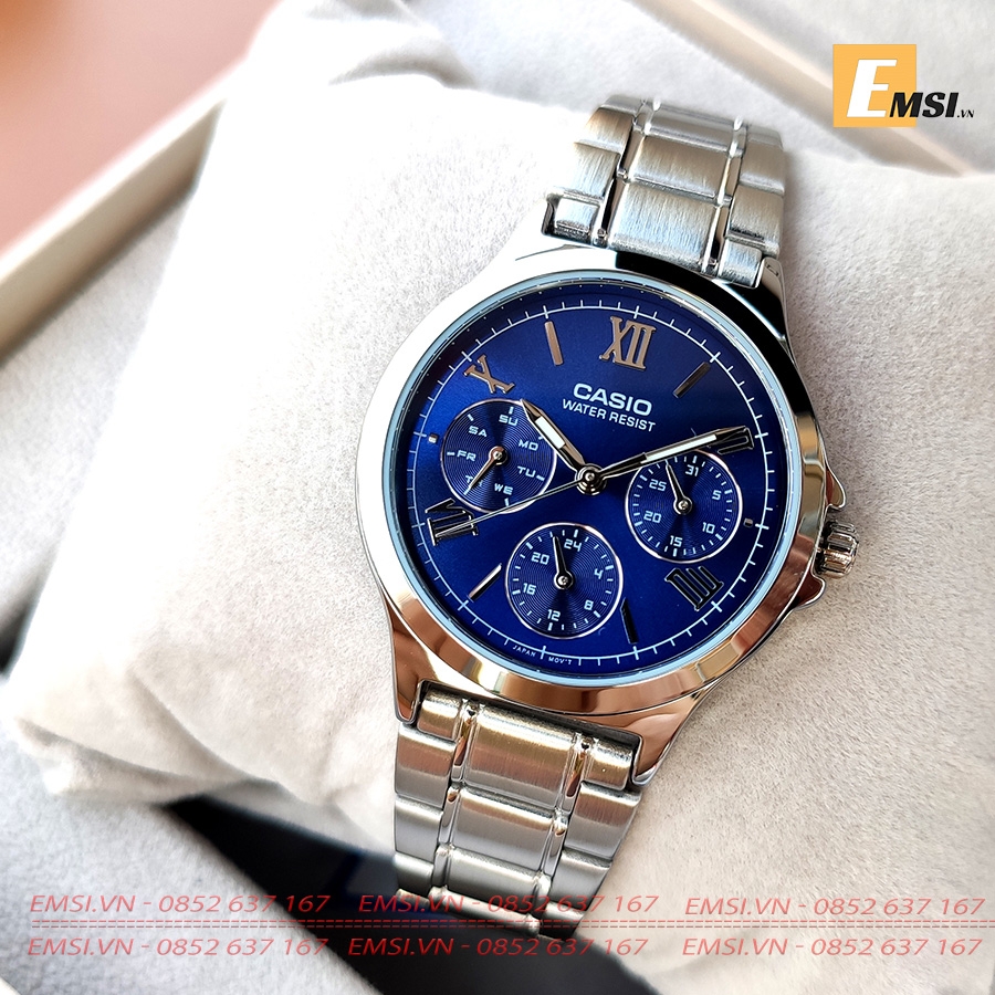 Đồng Hồ Cặp Đôi Casio MTP-V300D-2AUDF Và LTP-V300D-2A2UDF Dây Kim Loại - Chống Nước EMSI.VN