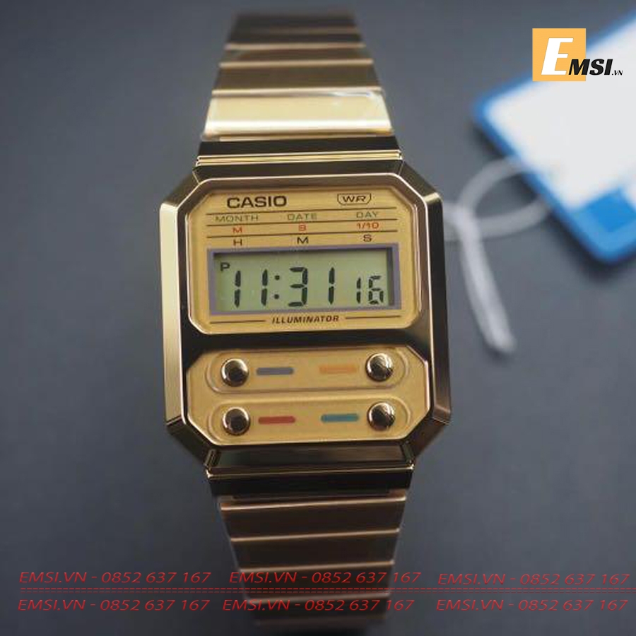Casio Vintage A100WEG-9ADF - Đồng Hồ Unisex - Pin/Quartz - Kính Nhựa - Size Mặt 32.5mm EMSI.VN