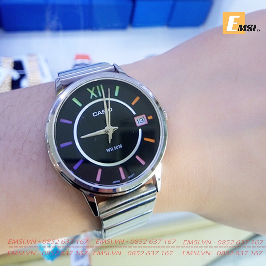 Đồng Hồ Casio Cặp Đôi MTP-E134D-1BVDF & LTP-E134D-1BVDF Dây Kim Loại, Size mặt Nam 42mm & Nữ 32mm EMSI.VN