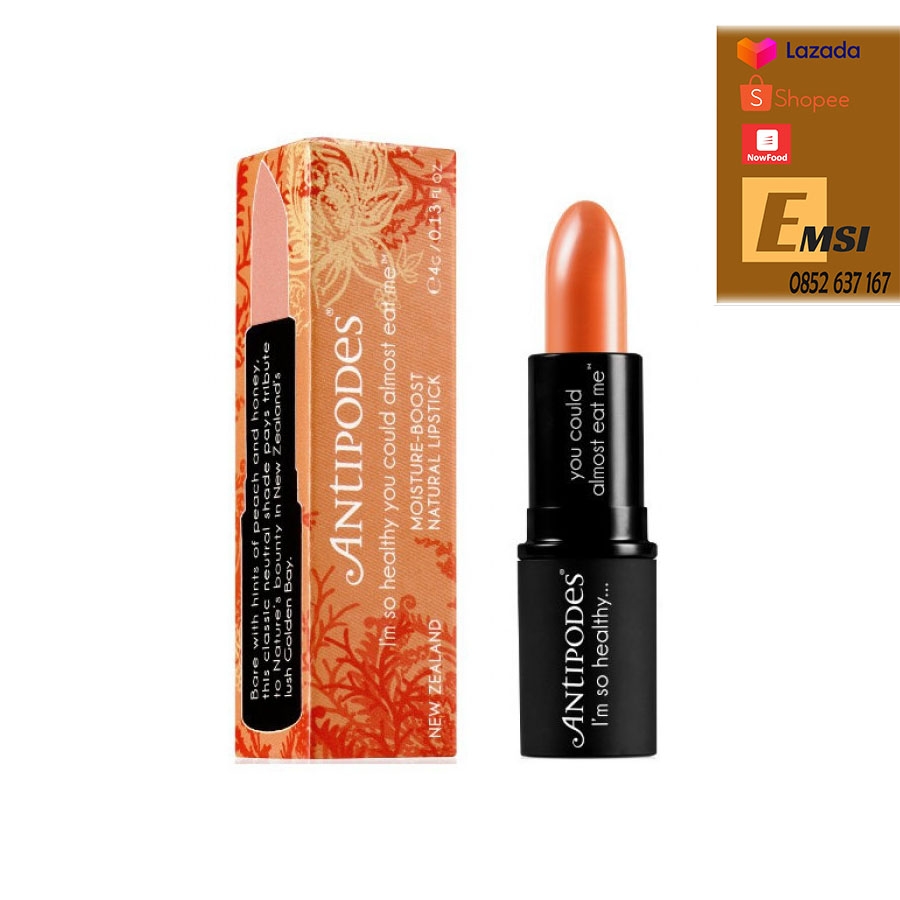 Antipodes Son Môi Thiên Nhiên Màu #2 Cam Nude Antipodes Lipstick Golden Bay Nectar 405 4g