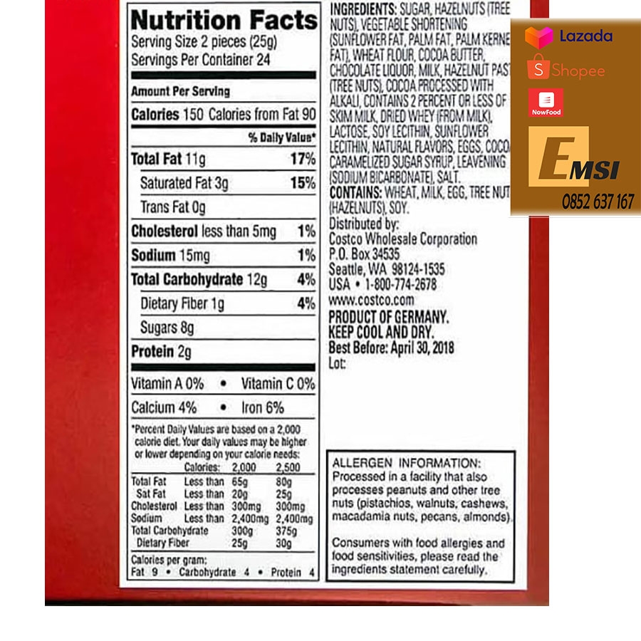 Socola bọc hạt phỉ Kirkland European Hazelnut Chocolates 48 viên