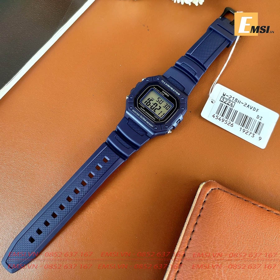 Casio W-218H-2A - Đồng Hồ Nam - Điện Tử - Kính Nhựa - Size Mặt 43mm EMSI.VN