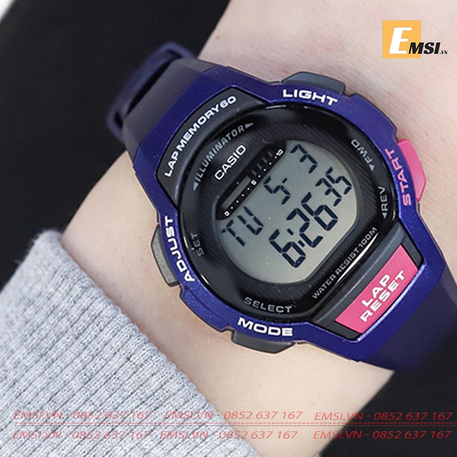 Đồng Hồ Casio Cặp Đôi WS-1000H-2AVDF & LWS-1000H-2AVDF Dây Nhựa, Size mặt Nam 42,6mm & Nữ 37,2mm EMSI.VN
