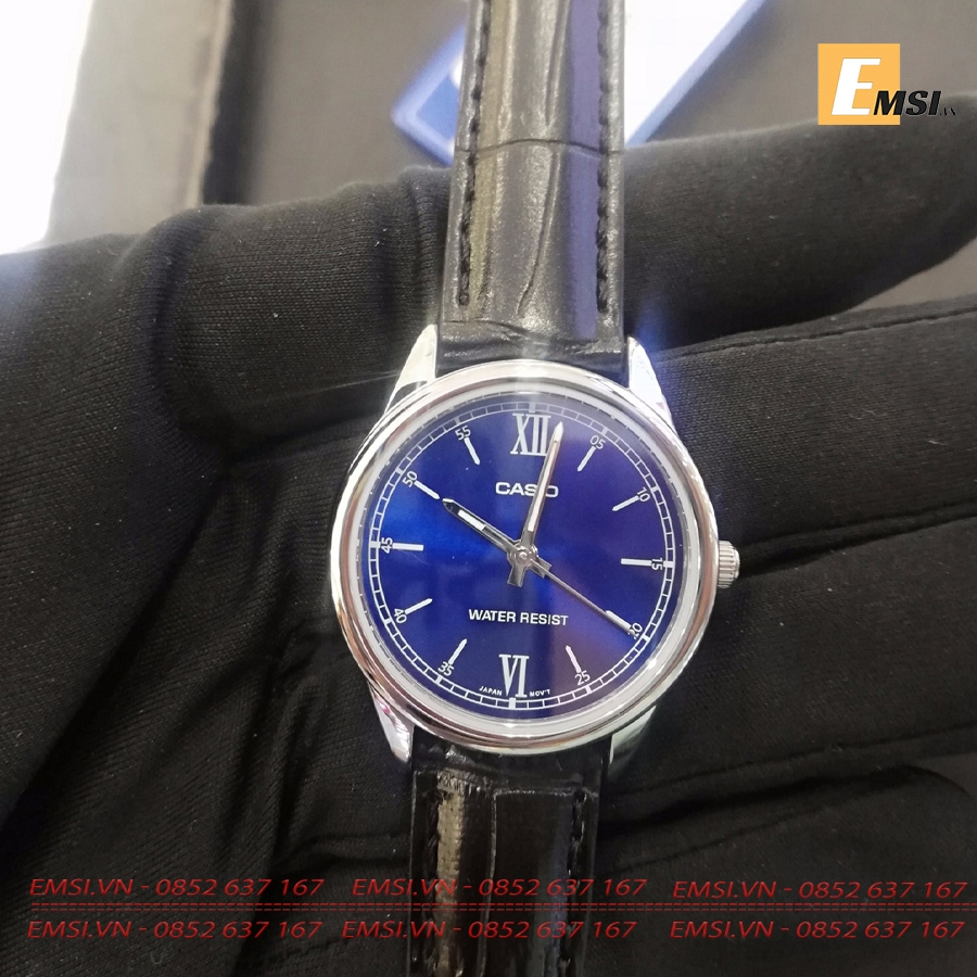 Đồng Hồ Casio Cặp Đôi MTP-V005L-2B5UDF & LTP-V005L-2BUDF size mặt nam 40mm, Size mặt nữ 28,2 mm EMSI.VN