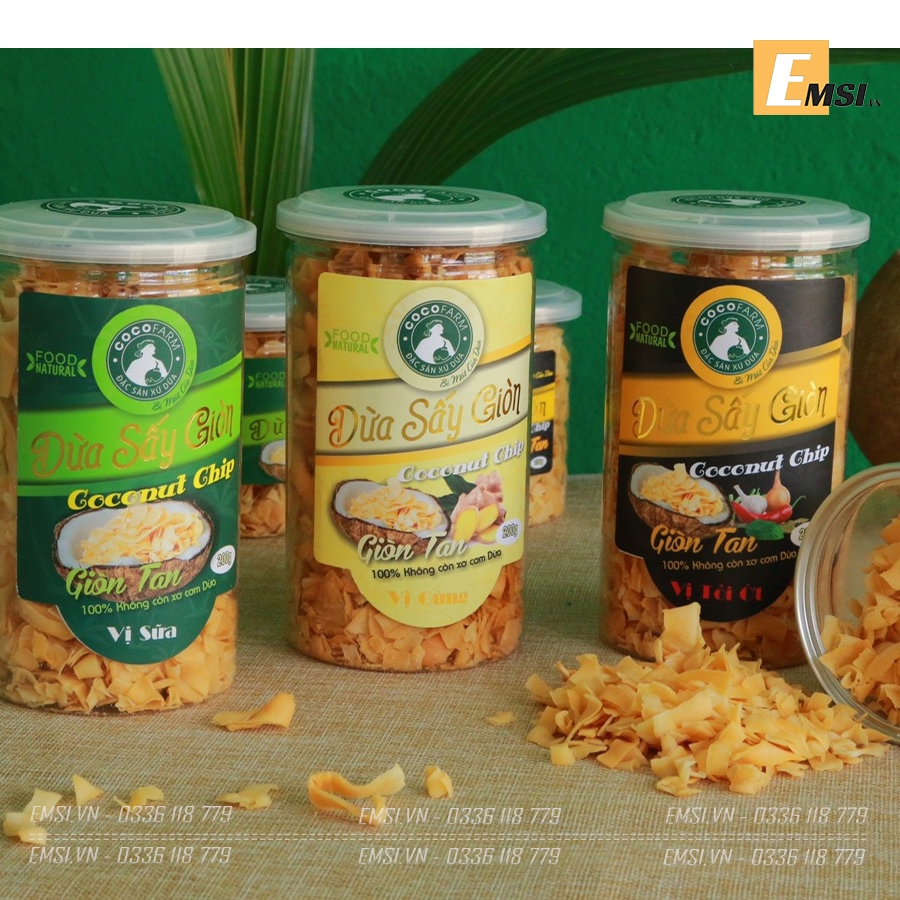 Đặc sản: Dừa sấy giòn đủ vị hủ 200gr