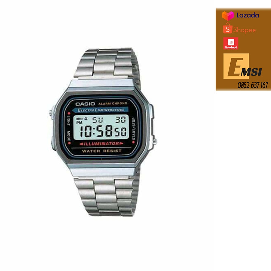 Casio A168WA-1DF - Đồng Hồ Nam - Điện Tử - Kính Nhựa - Size Mặt 36mm - Bảo Hành 5 Năm - Chính Hãng