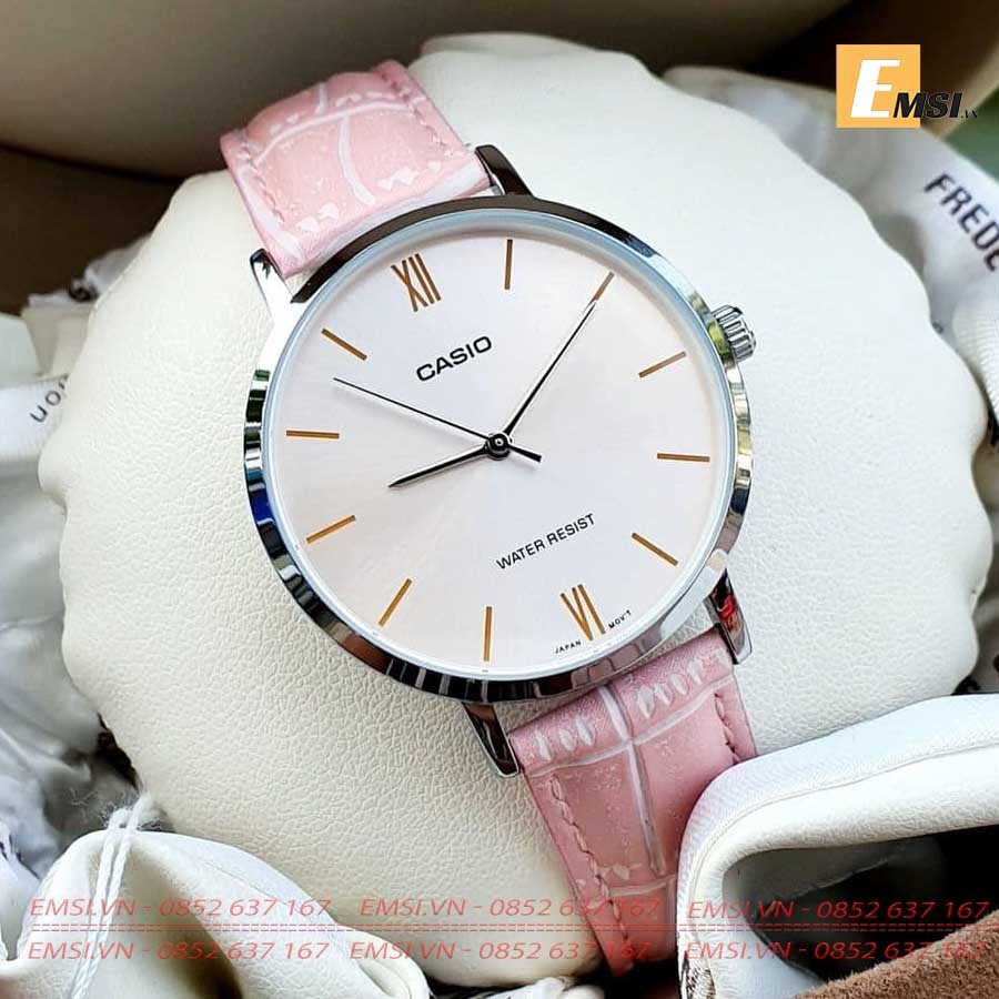 Đồng Hồ Casio Nữ LTP-VT01L-4BUDF Dây Da Màu Hồng - Chính Hãng