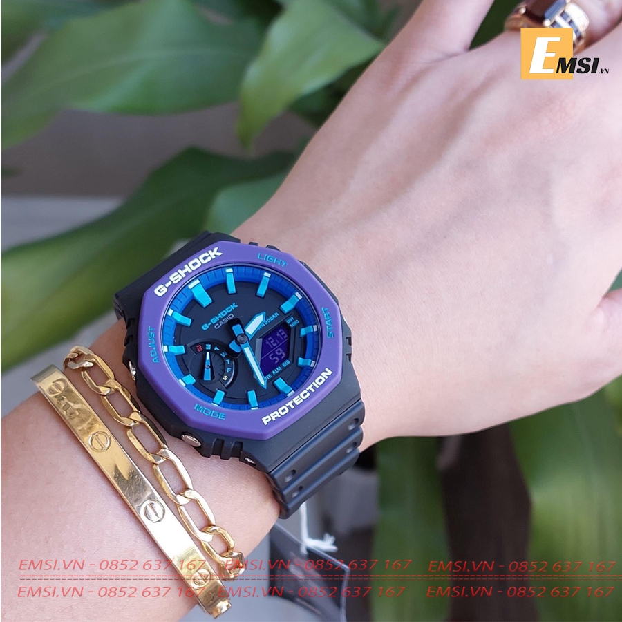 Đồng Hồ Casio G Shock GA-2100THS-1A - Nam - Dây Nhựa Màu Đen - Viền Mặt Màu Tím