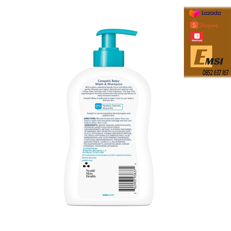 Sữa Tắm Gội 2 Trong 1 Cetaphil Dịu Nhẹ Cho Bé 399ml ( Loại vòi tiện dụng )