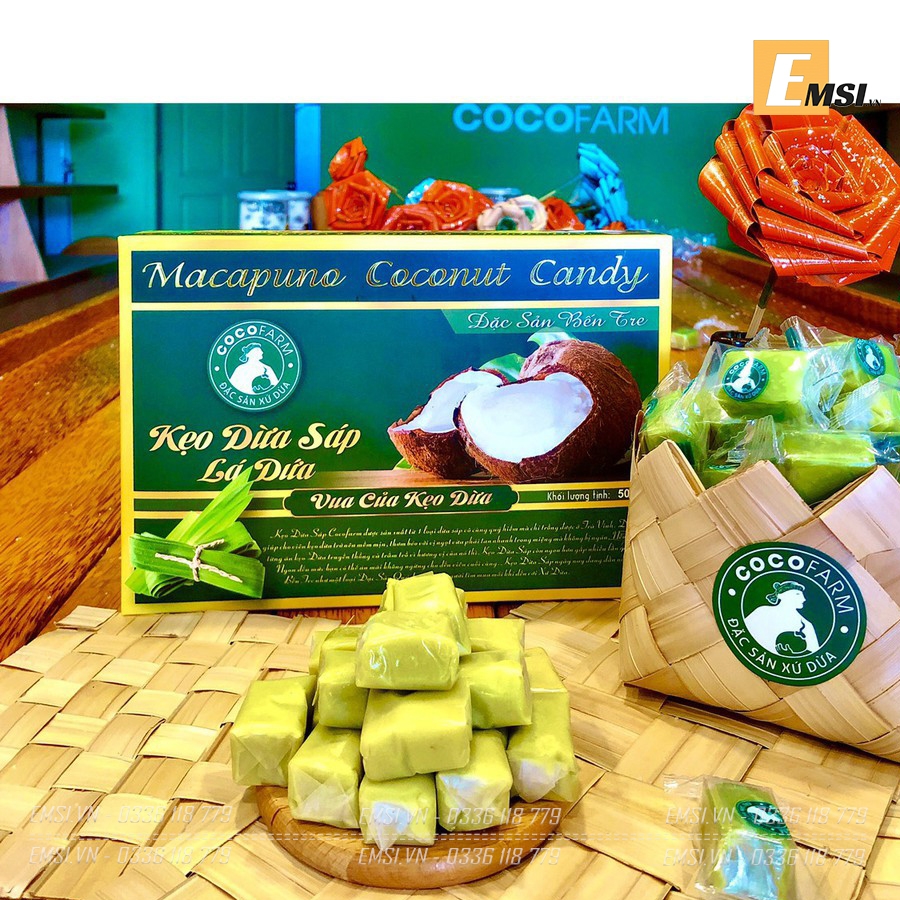 Đặc sản: Kẹo dừa sáp đủ vị thượng hạng hộp 500gr - Đặc sản Bến Tre