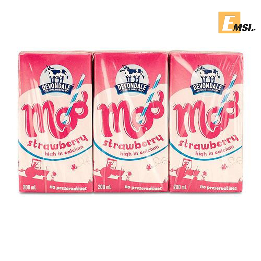 Sữa nước Devon Úc hàng nội địa vị dâu 200ml thùng 24 hộp