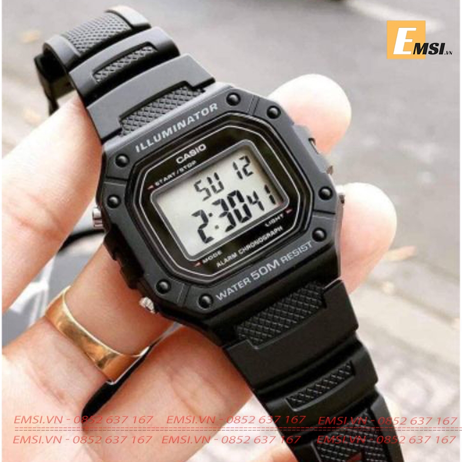 Đồng Hồ Casio Cặp Đôi W-218H-1AVDF & LA-20WH-1CDF Size mặt 43,2mm & 30,4mm EMSI.VN