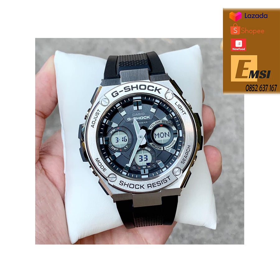 G-SHOCK GST-S110-1ADR – NAM – TOUGH SOLAR (NĂNG LƯỢNG ÁNH SÁNG) – DÂY CAO SU
