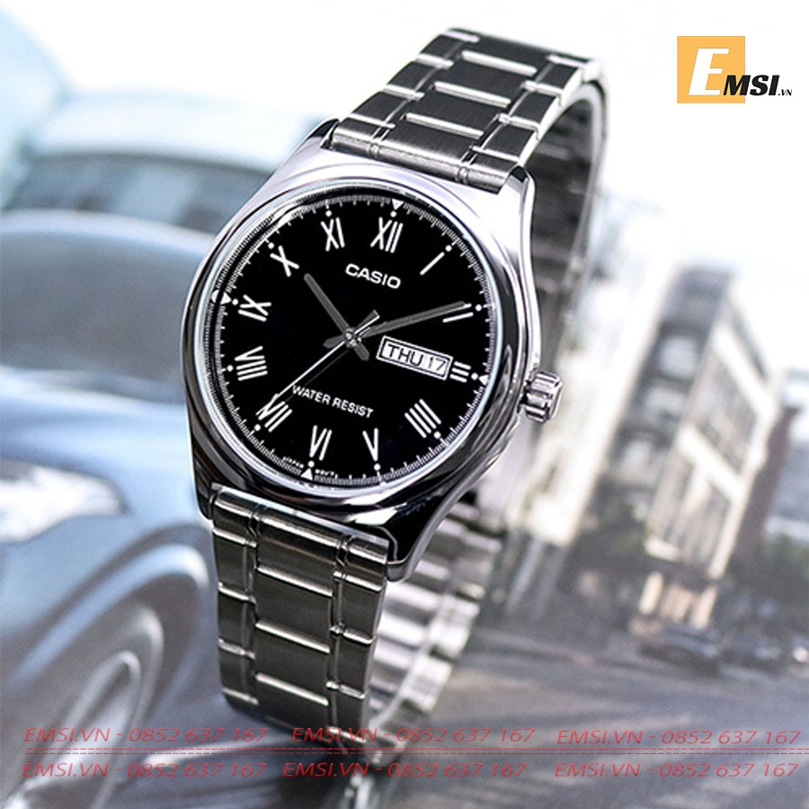 Đồng Hồ Casio Cặp Đôi MTP-V006D-1B & LTP-V006D-1B Dây Kim Loại, Size mặt Nam 38mm & 25mm EMSI.VN