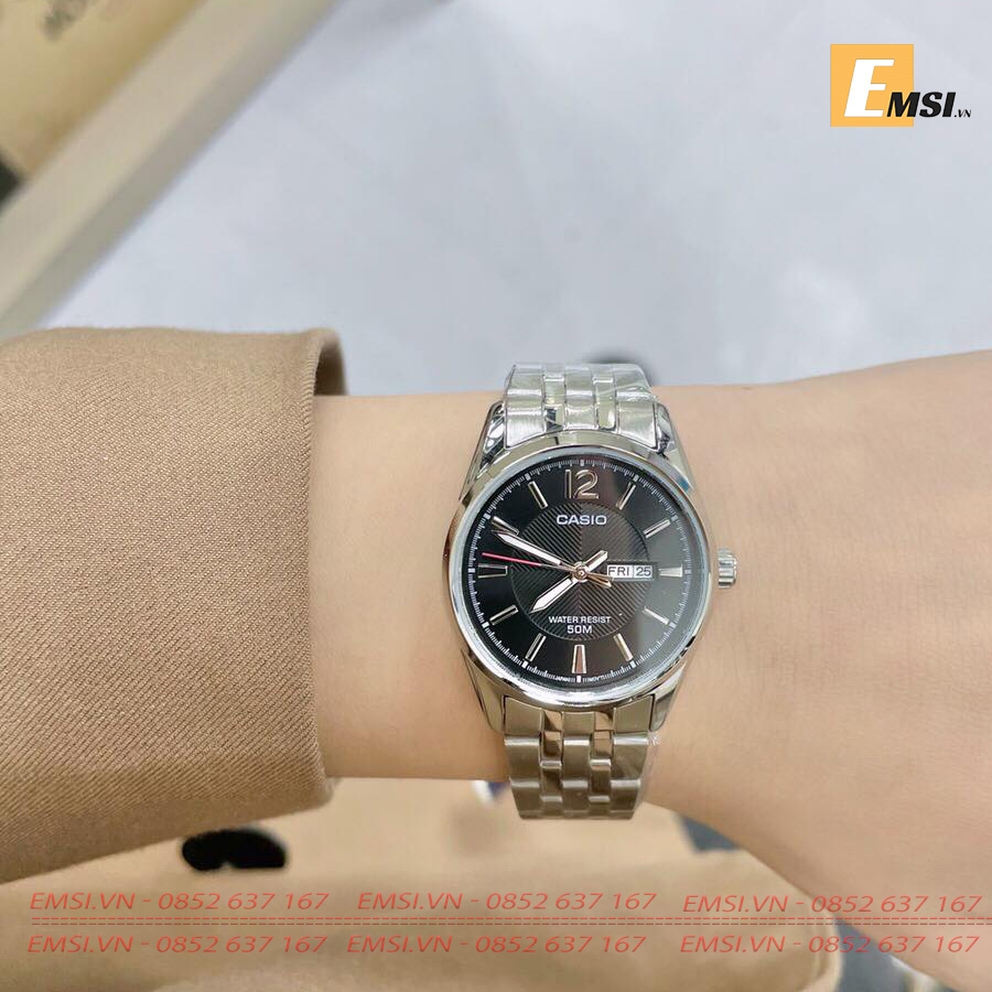 Đồng Hồ Casio Cặp Đôi MTP-1335D-1AVDF & LTP-1335D-1AVDF Dây Kim Loại, Size mặt Nam 41,5mm & 30mm EMSI.VN