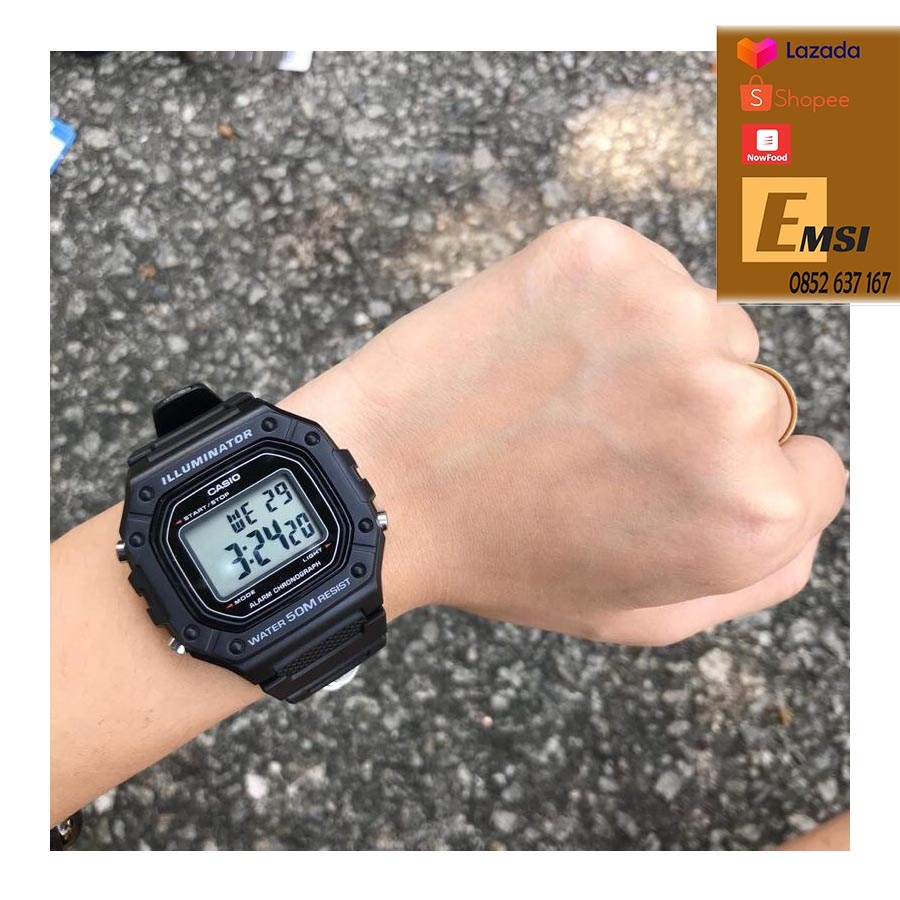 Đồng hồ CASIO 43 mm Nam W-218H-1AVDF - Dây Nhựa Casio Standard - Emsi.vn