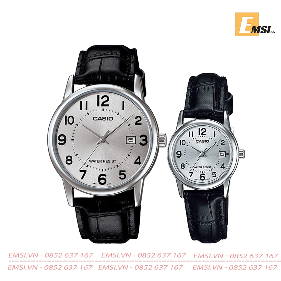 Đồng Hồ Cặp Đôi Casio MTP-V002L-7BUDF & LTP-V002L-7BUDF Size mặt 37mm & 25mm EMSI.VN