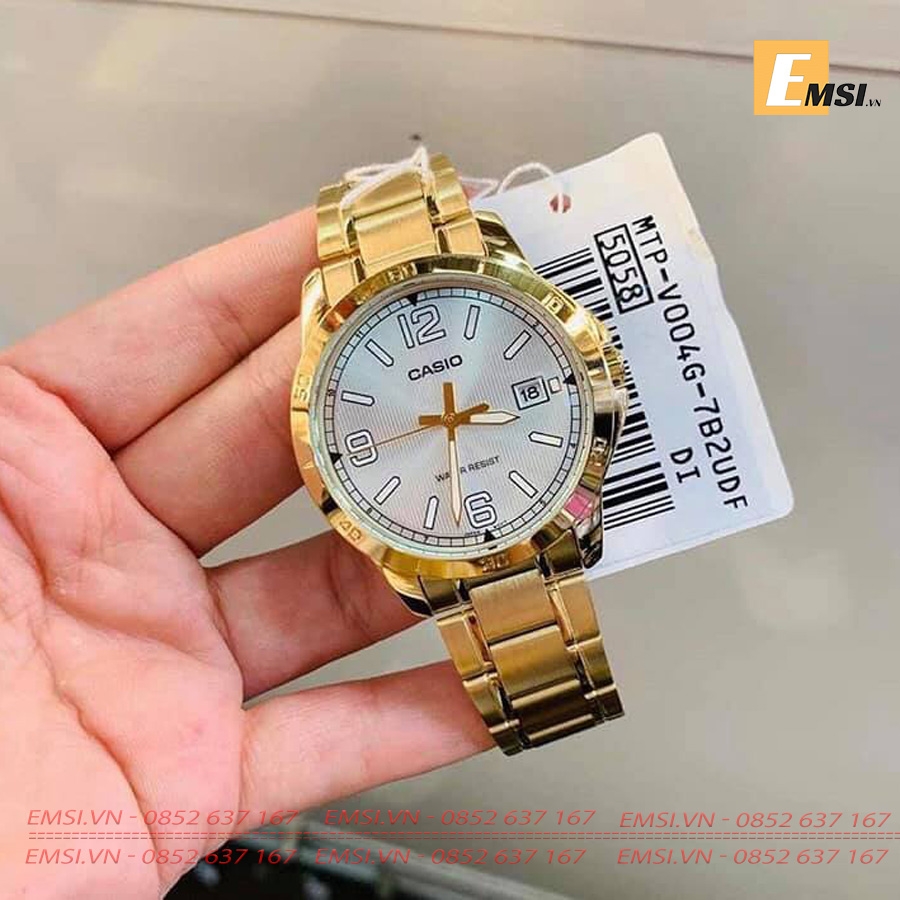 Đồng Hồ Casio Cặp Đôi MTP-V004G-7B2UDF Và LTP-V004G-7B2UDF Dây Kim Loại Mạ Vàng - Chống Nước EMSI.VN