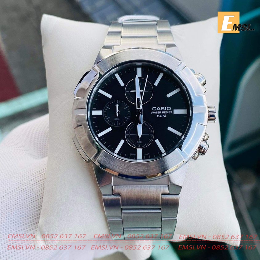Đồng Hồ Casio Nam MTP-E501D-1A - Dây Kim Loại - Chống Nước WR50M - Size mặt 44mm EMSI.VN