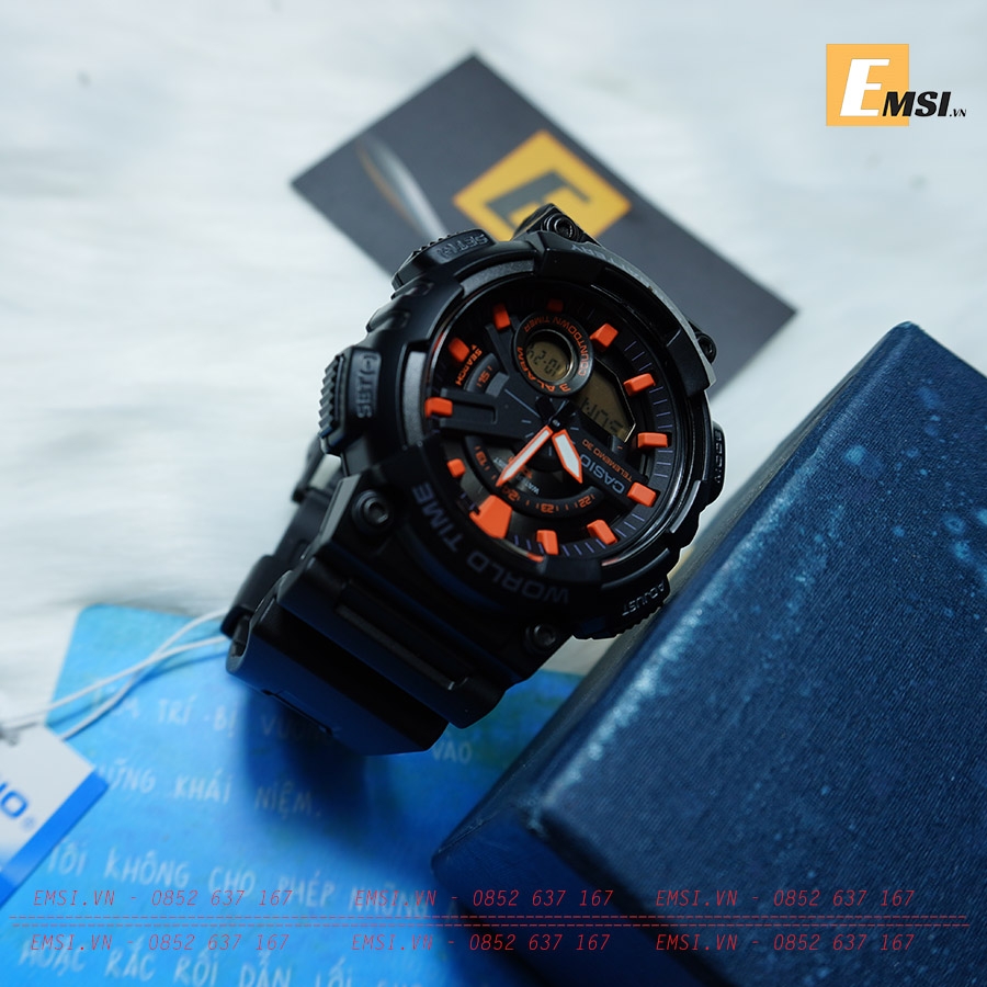 AEQ-110W-1A2VDF – NAM – KÍNH NHỰA – QUARTZ (PIN) – DÂY CAO SU