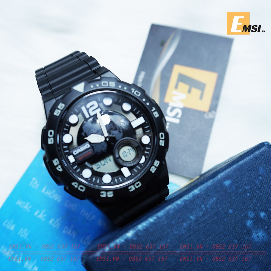 Casio AEQ-100W-1A - Đồng Hồ Nam - Điện Tử - Kính Nhựa - Size Mặt 48mm - Bảo Hành 5 Năm - Chính Hãng -Emsi.vn