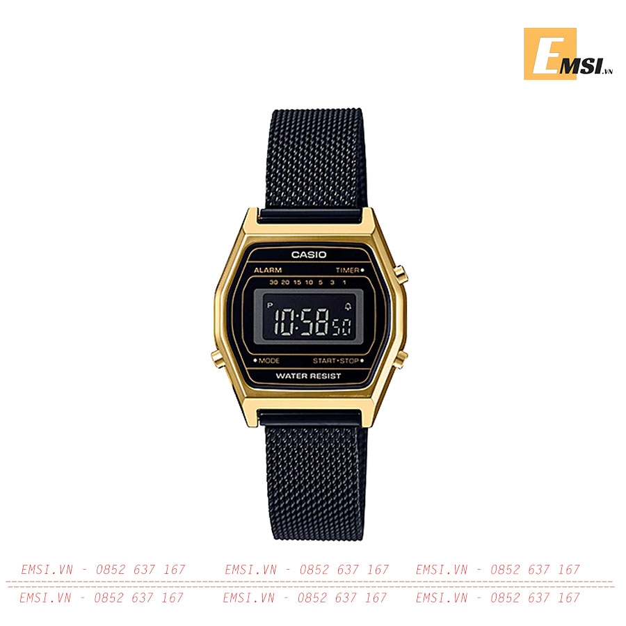 Đồng Hồ Nữ Casio LA690WEMB-1BDF Dây Kim Loại Mạ Ion Đen - Viền Mạ Vàng Cao Cấp