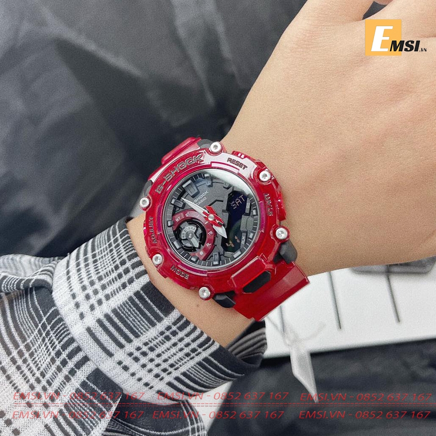 GA-2200SKL-4A | Đồng Hồ Casio | G-Shock | Nam | Dây Nhựa Trong | Cấu Trúc Carbon | Wr20Bar - Emsi.vn
