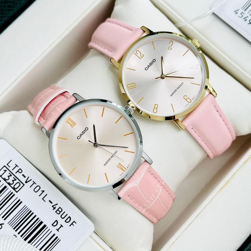 Đồng Hồ Casio Nữ LTP-VT01L-4BUDF Dây Da Màu Hồng - Chính Hãng