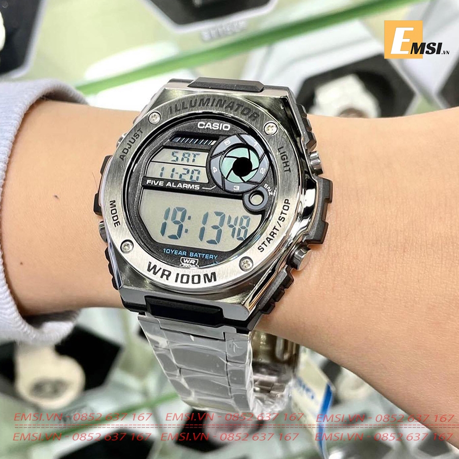 Đồng Hồ Nam Casio MWD-100HD-1AV Điện Tử Dây Sắt | Nam | Pin 10 Năm | Chống Nước Wr100M