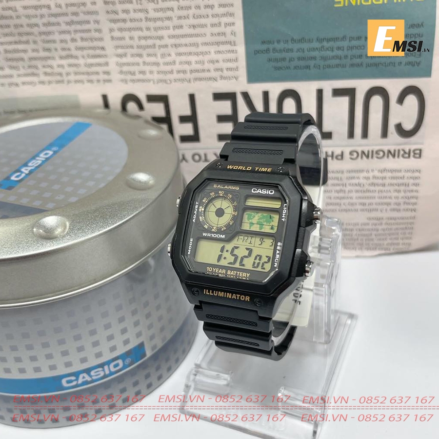 Casio AE-1200WH-1BVDF - Kính nhựa - Đồng hồ nam - Điện tử - Size mặt 42mm - Bảo Hành 5 Năm - Chính Hãng - Emsi.vn
