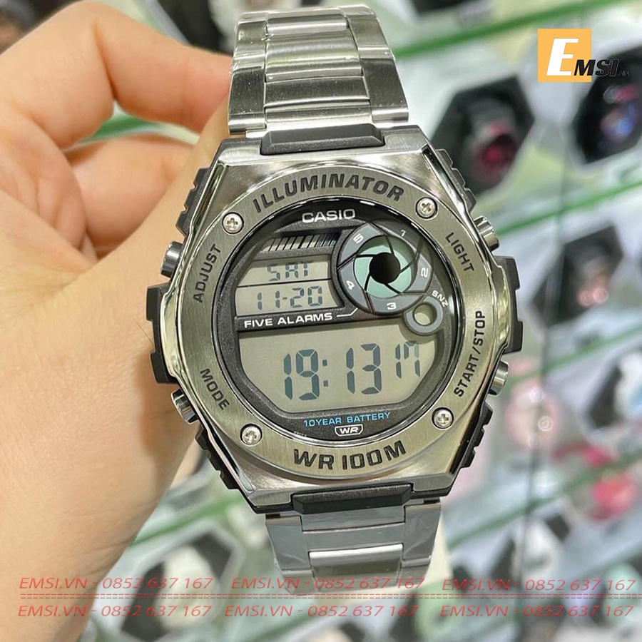 Đồng Hồ Nam Casio MWD-100HD-1AV Điện Tử Dây Sắt | Nam | Pin 10 Năm | Chống Nước Wr100M
