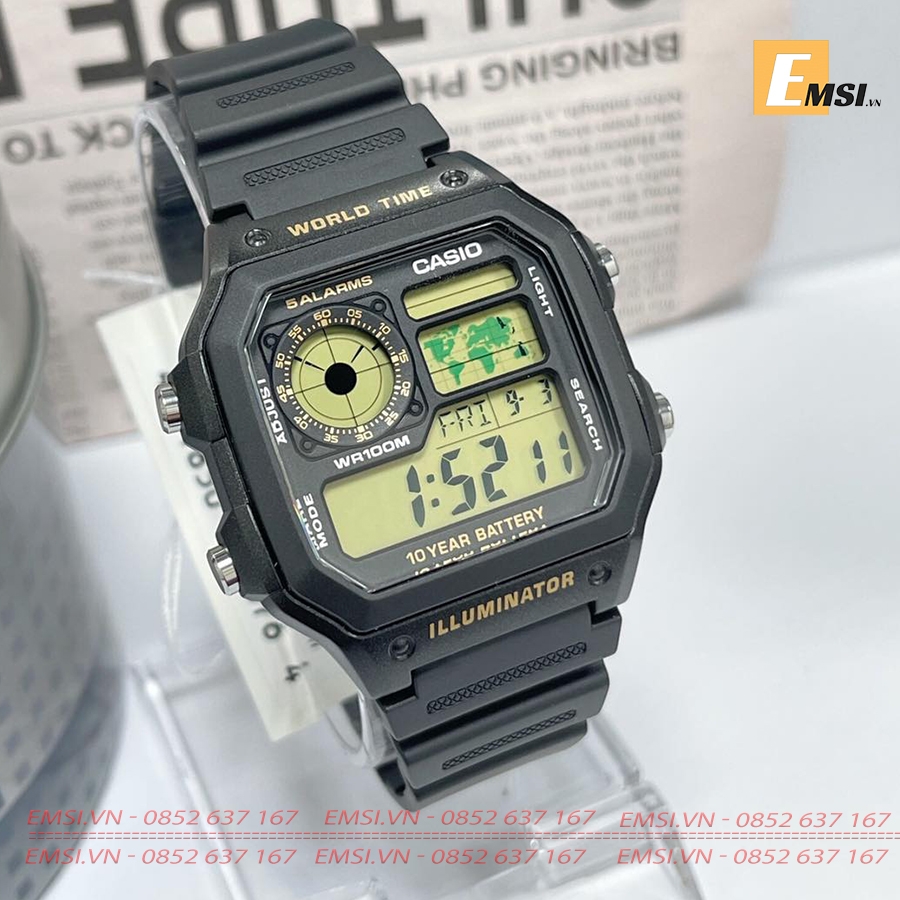 Casio AE-1200WH-1BVDF - Kính nhựa - Đồng hồ nam - Điện tử - Size mặt 42mm - Bảo Hành 5 Năm - Chính Hãng - Emsi.vn