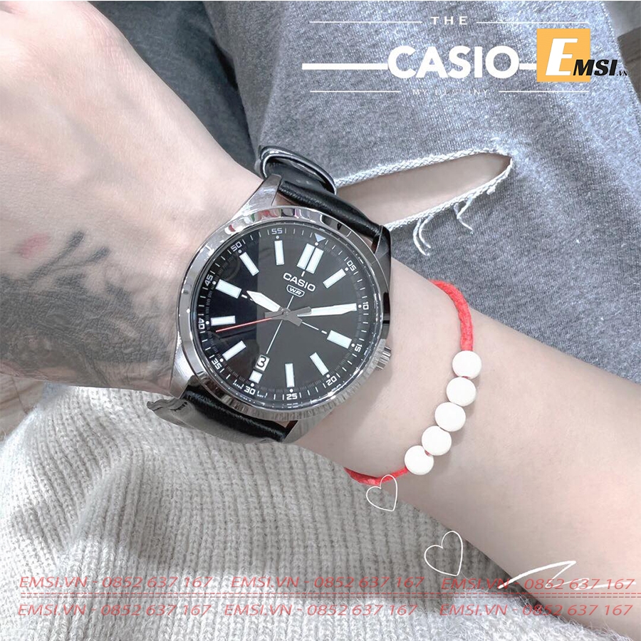 MTP-VD02L-1E | Đồng Hồ Casio | Nam | Dây Da Màu Đen | 3 Kim | Chống Nước