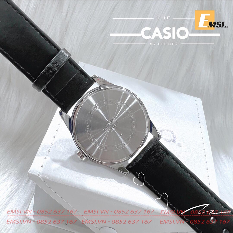 MTP-VD02L-1E | Đồng Hồ Casio | Nam | Dây Da Màu Đen | 3 Kim | Chống Nước
